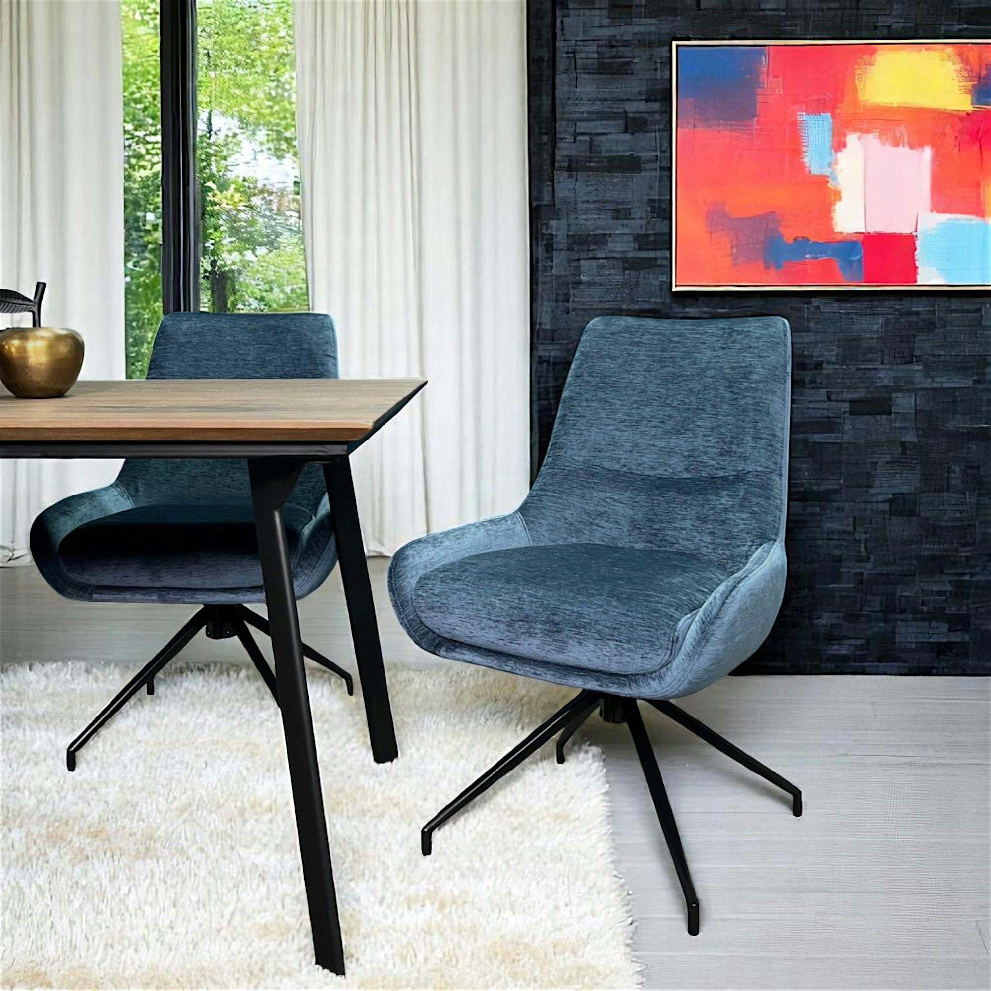Chaise pivotante retro en velours bleu (lot de 2) PALERME