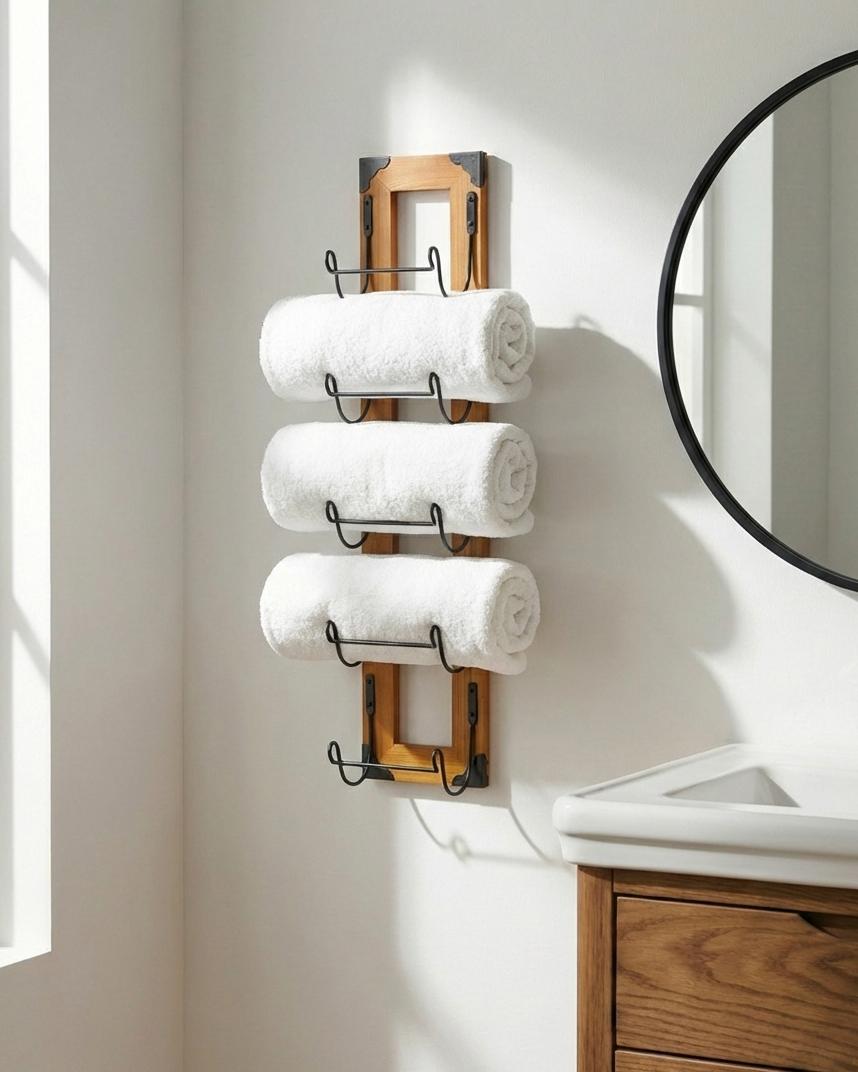 Towel Rack NEUSA Metal Brown