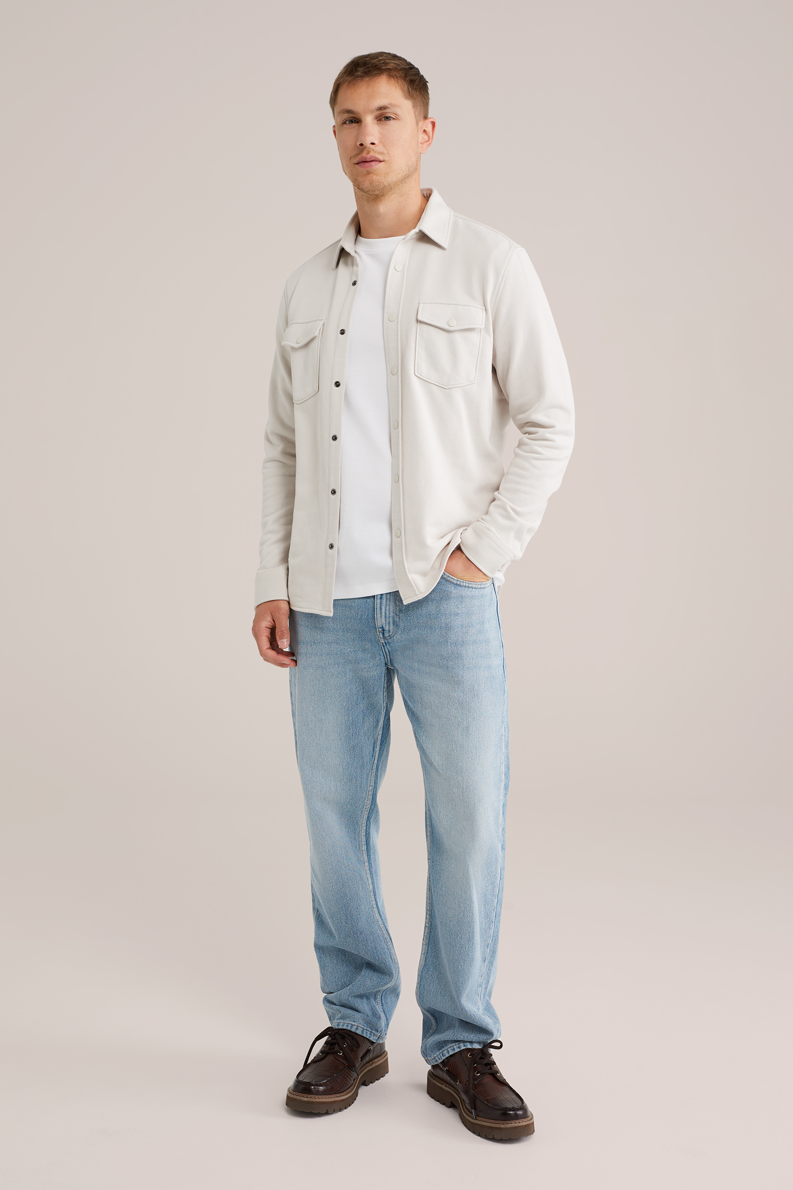 Heren Regular fit overshirt van katoenmix