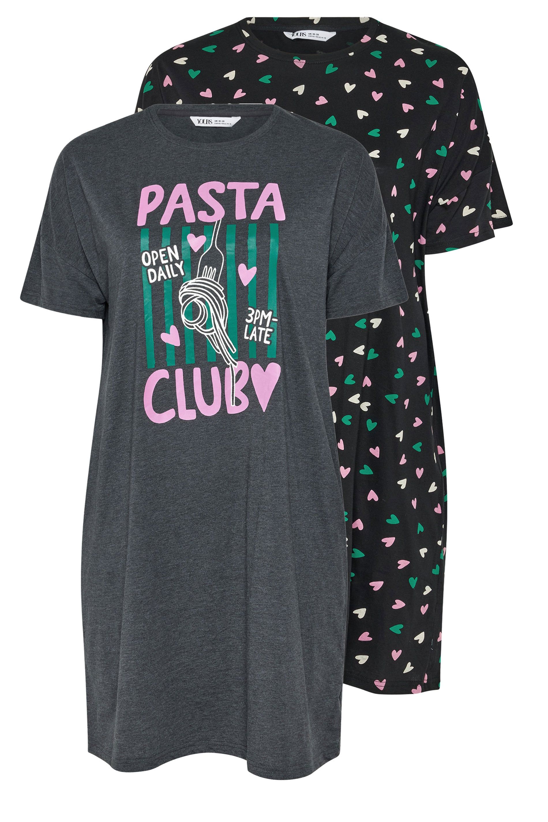 Yours 2 Pack 'Pasta Club' Sleep Tee Nightdresses