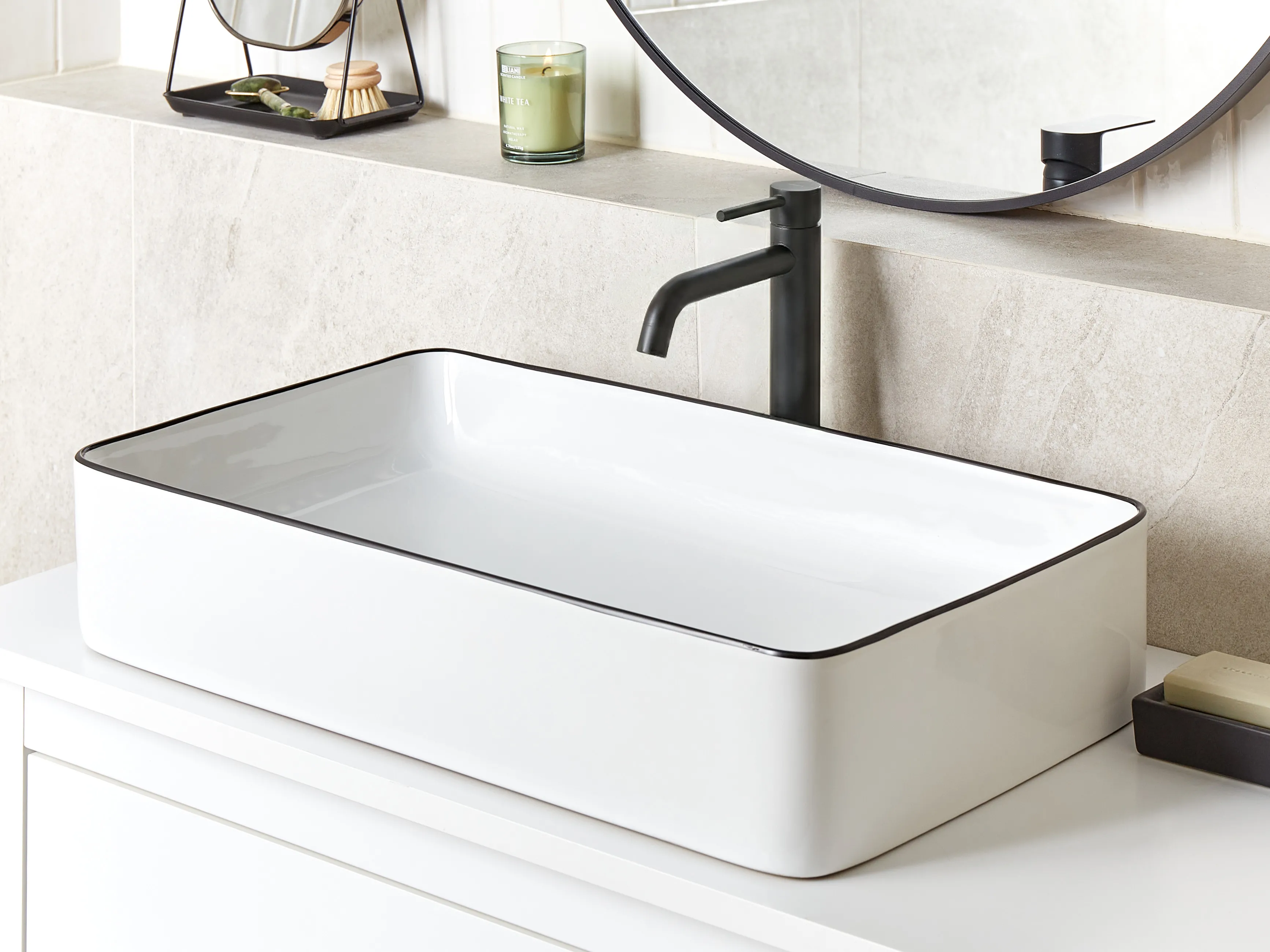 Countertop Basin XERT 610 x 350 mm Ceramic White