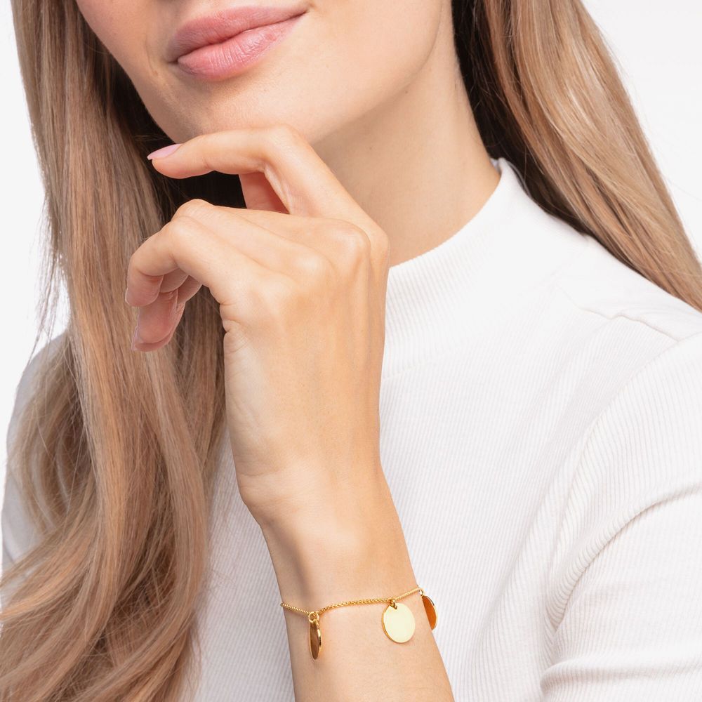 THOMAS SABO Gold Plated Plain Three Discs Charm Bracelet A1961-413-39-L19V