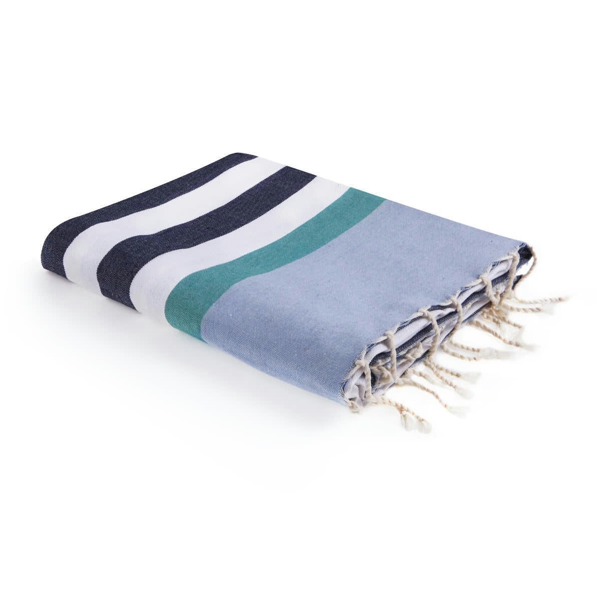 ARCACHON - Fouta tricolore coton  100x200 bleu jean