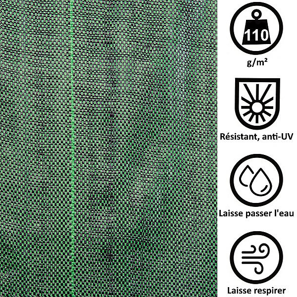 Géotextile anti-mauvaises herbes tissé 110 g/m2 - 1 x 100 mètres - GT GARDEN