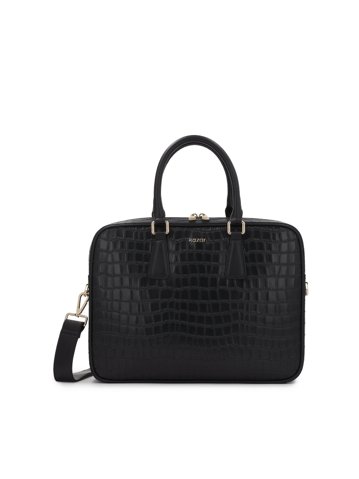 Elegant embossed leather laptop bag