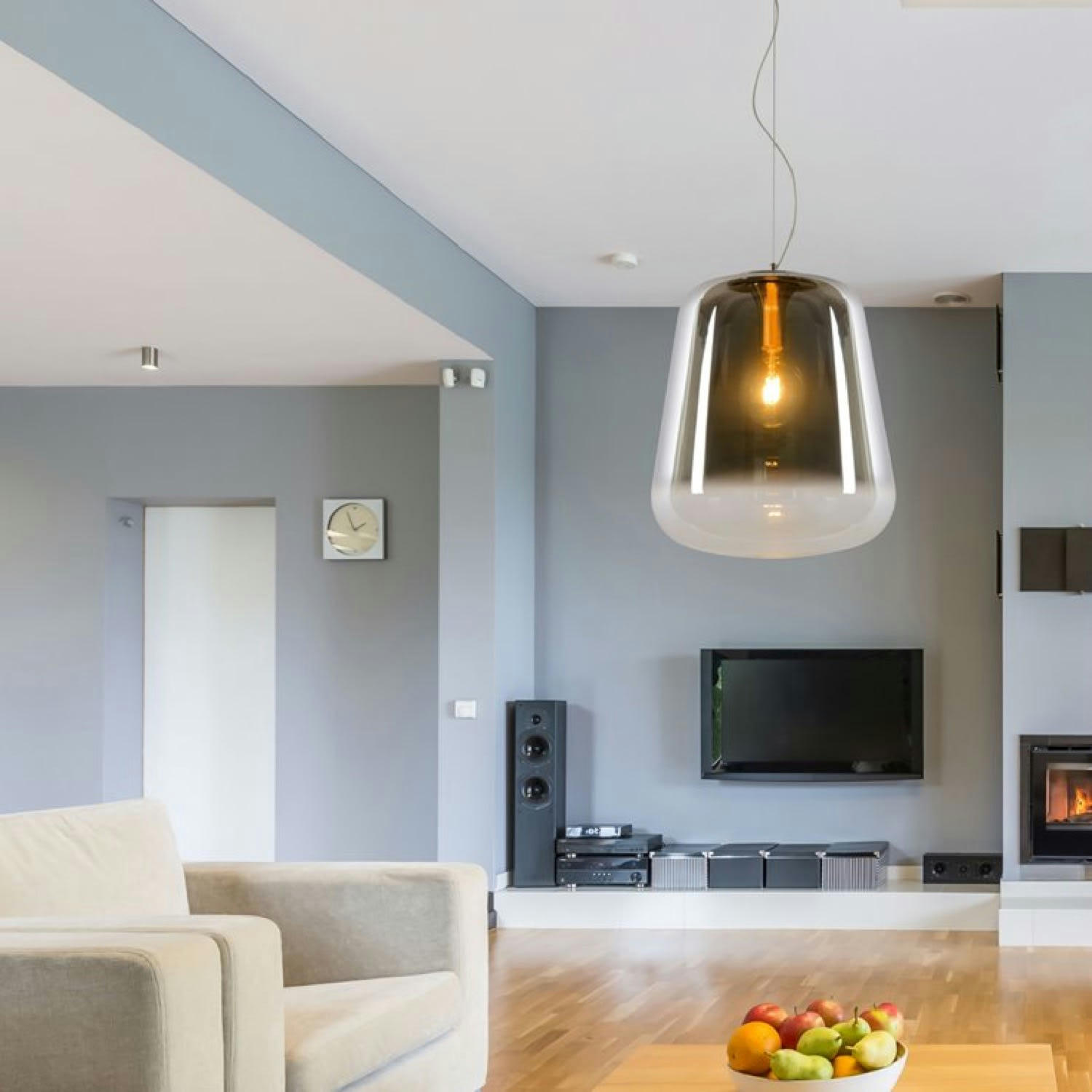 GLORIO - Suspension en verre fumé D45cm