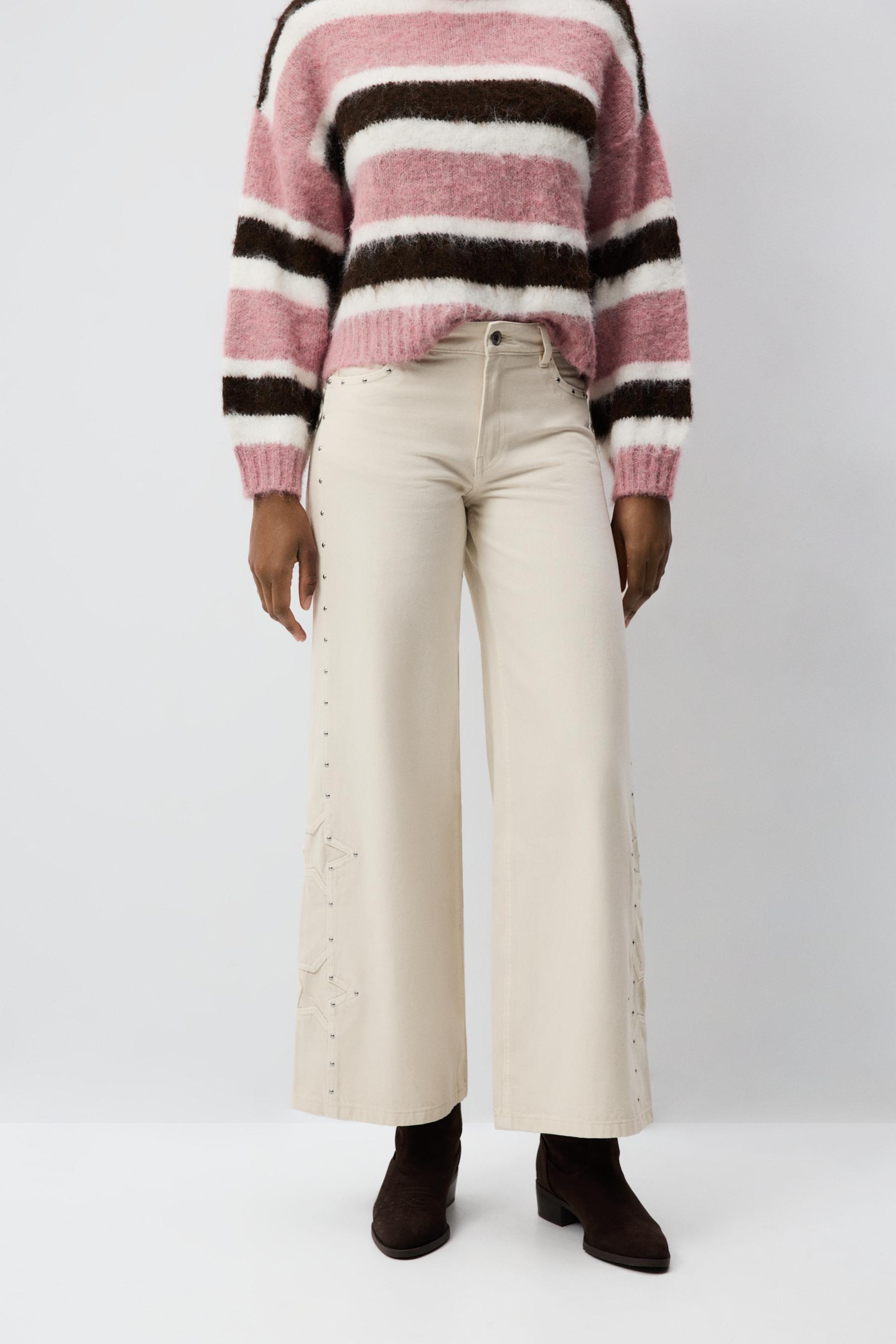 Jeans wide leg tachas