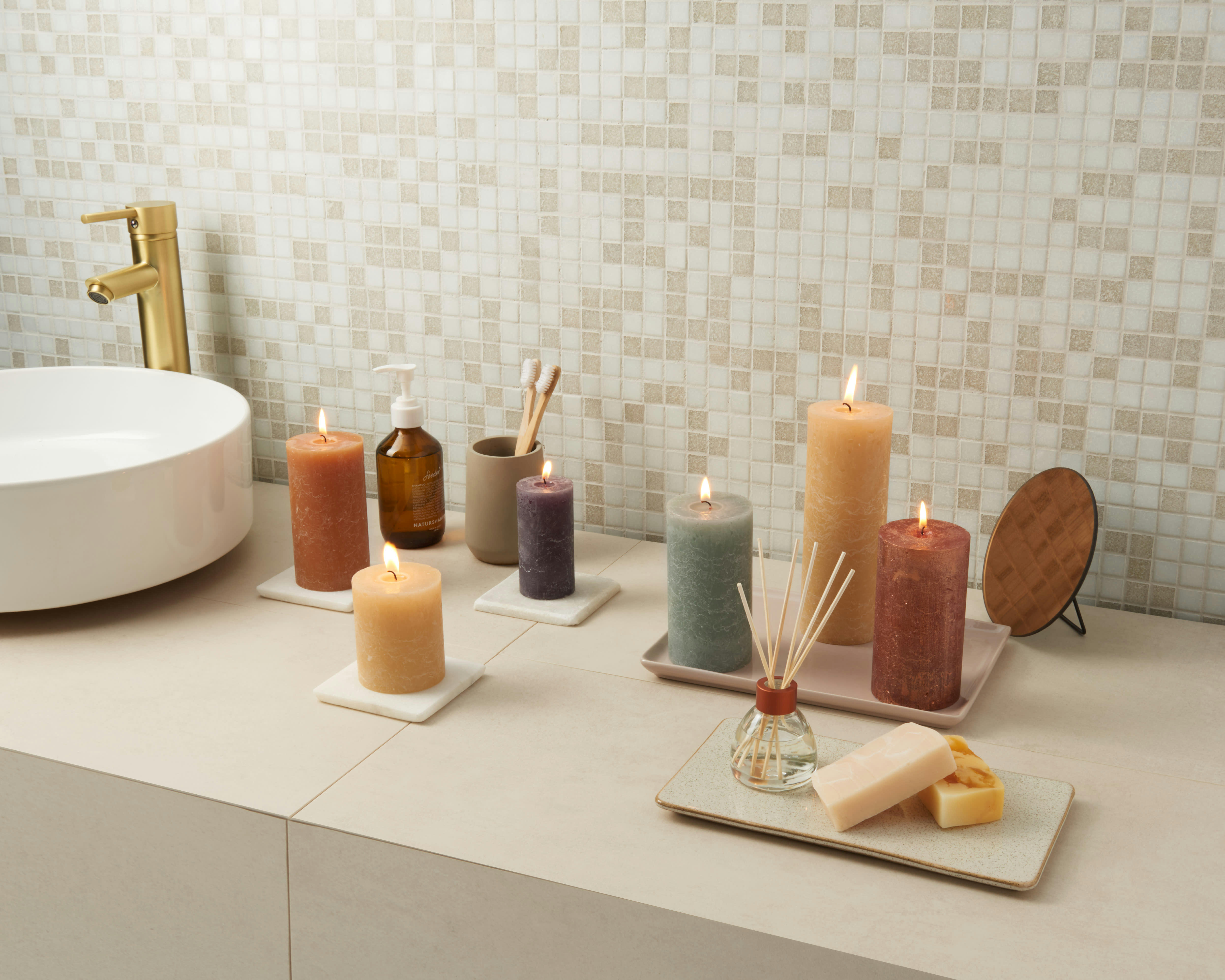 - Lot De 4 Bougies, Vert, 13Cm