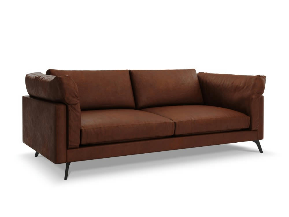 CAMILLE - Canapé 3 places en cuir cognac