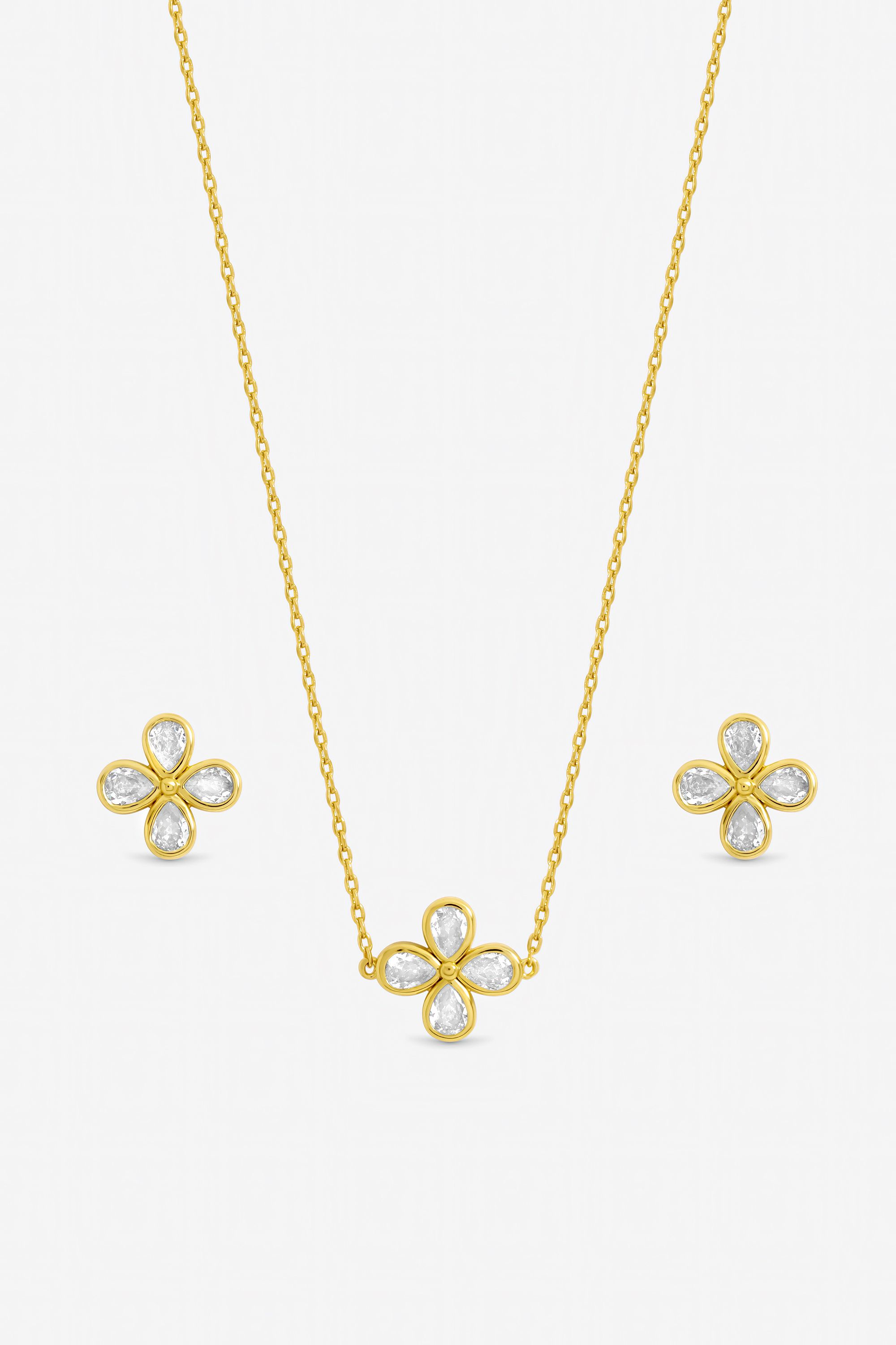 Jon Richard Gold Plated and Crystal Flower Bridal Set - Gift Box