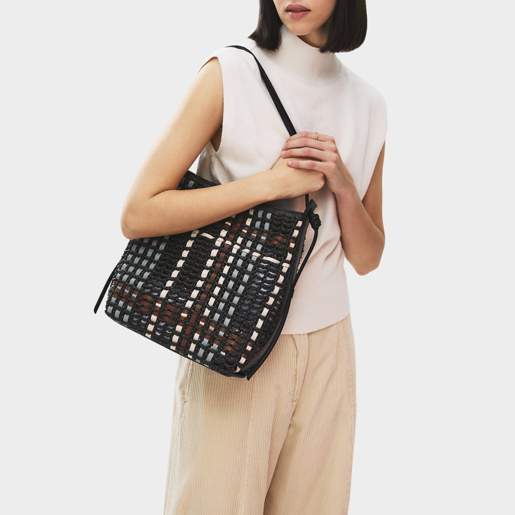 The Camden - Raffia Check - Medium Open Top Shoulder