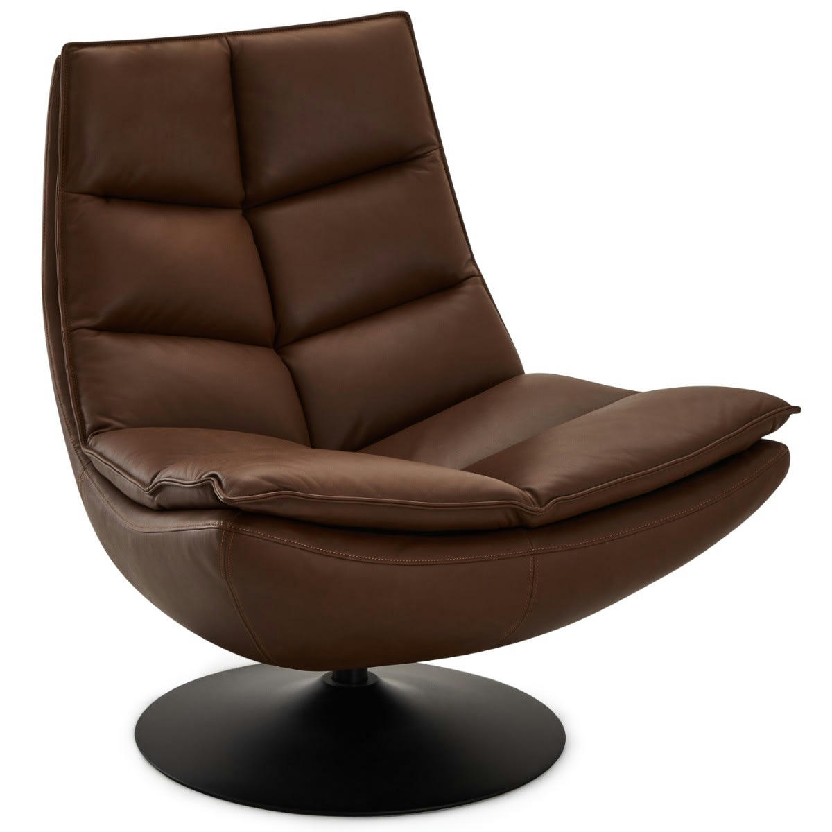 MIAMI - Fauteuil lounge en cuir marron