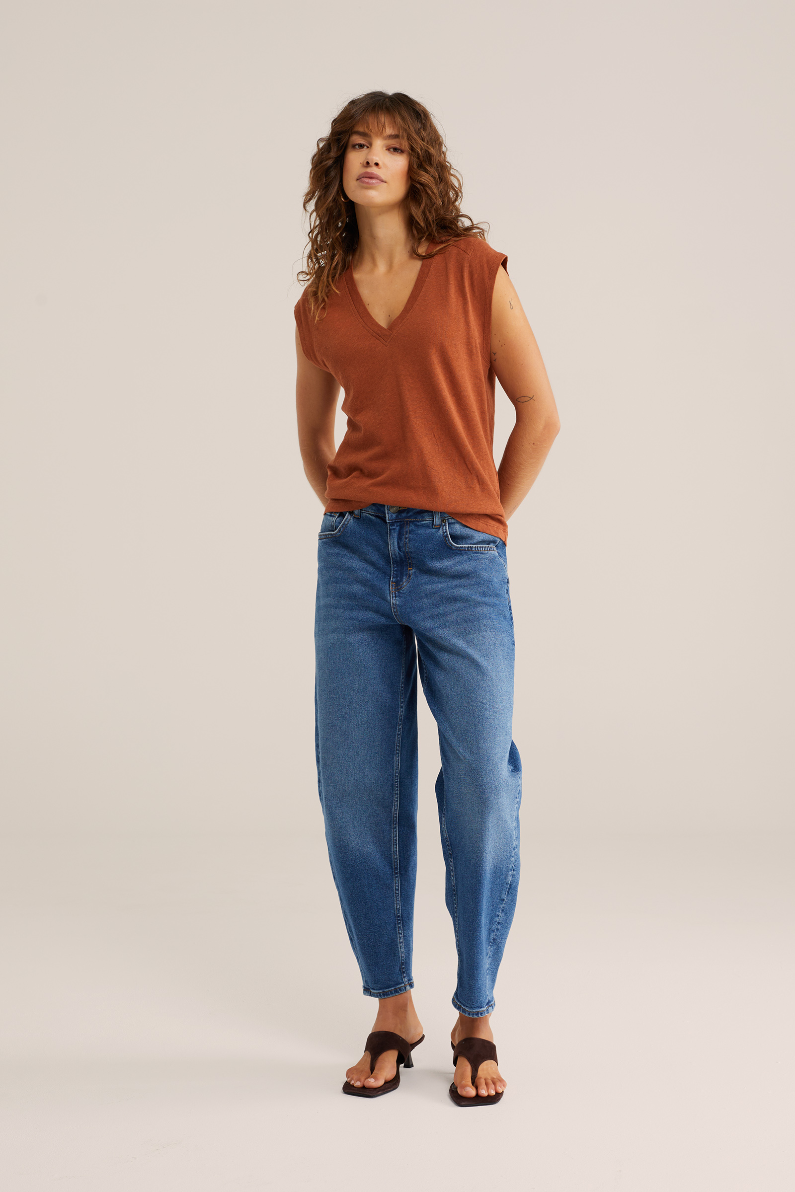 Dames singlet van linnenmix