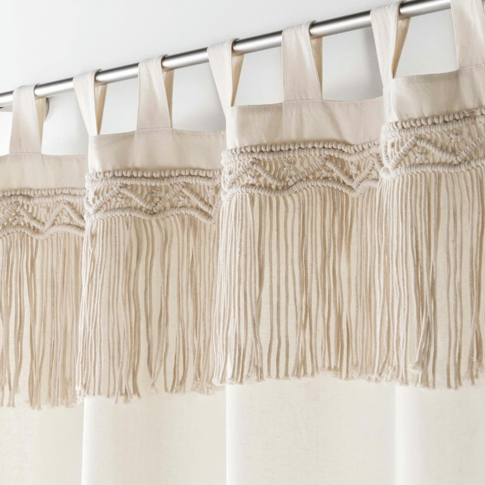 SAMAYA - Rideau à passants en macramé coton naturel 240x140cm