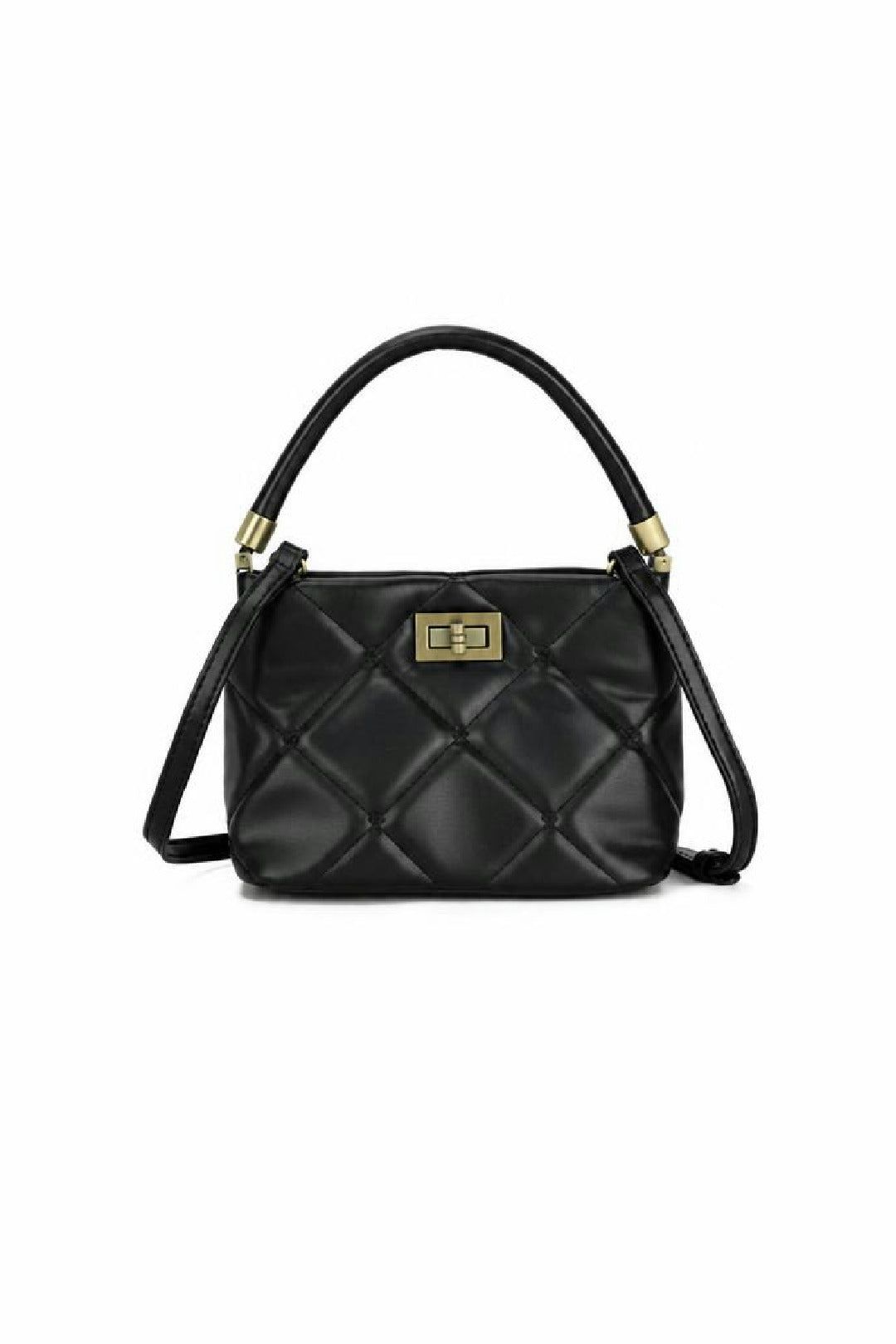 SVNX Quilted Top-Handle Crossbody Mini Handbag - Black