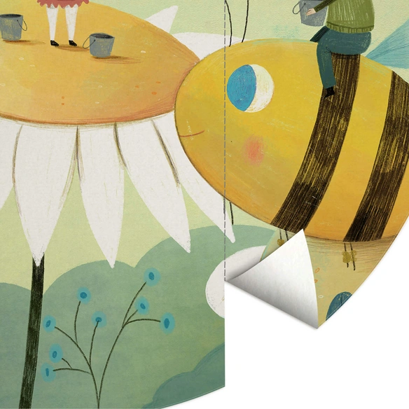 Vliestapete »Runde Vliestapete«, Loske Honig Bienen Freunde Kinder, mehrfarbig, matt