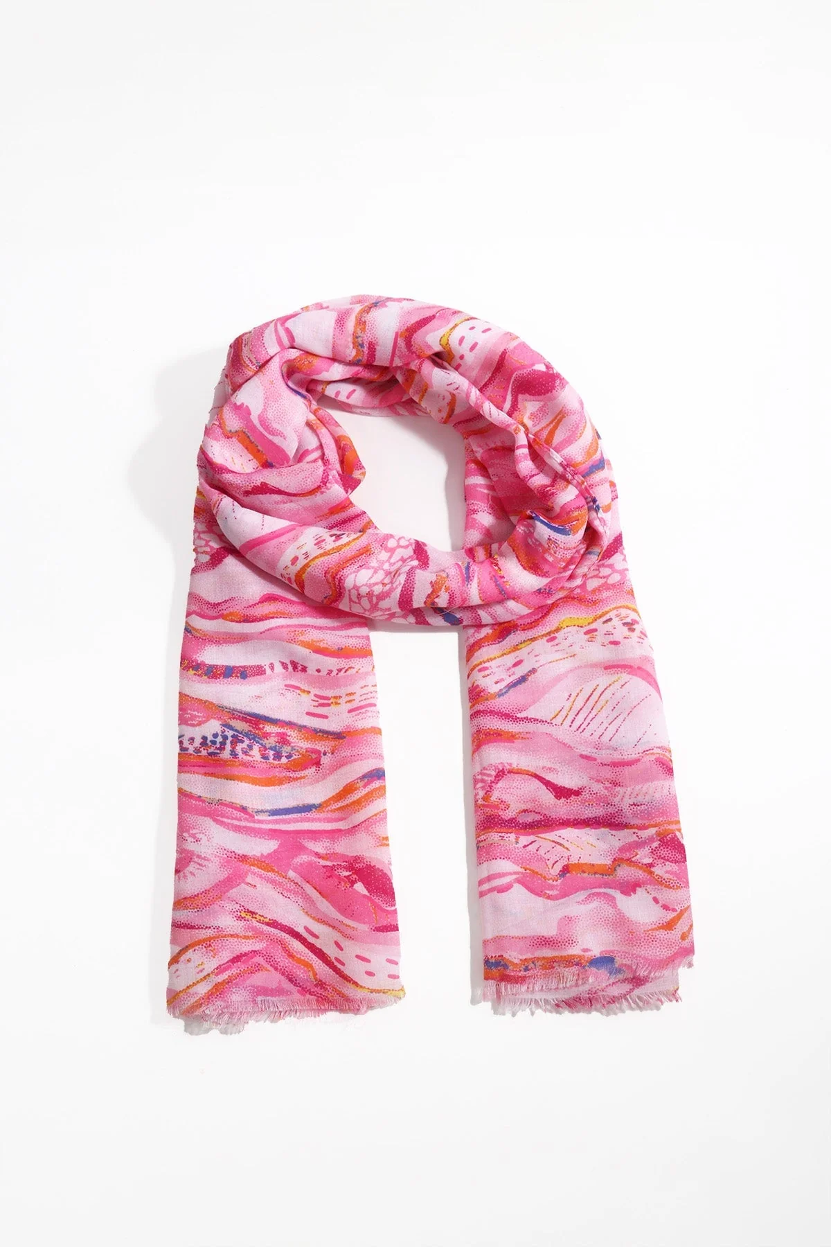 Pink Wave Print Scarf