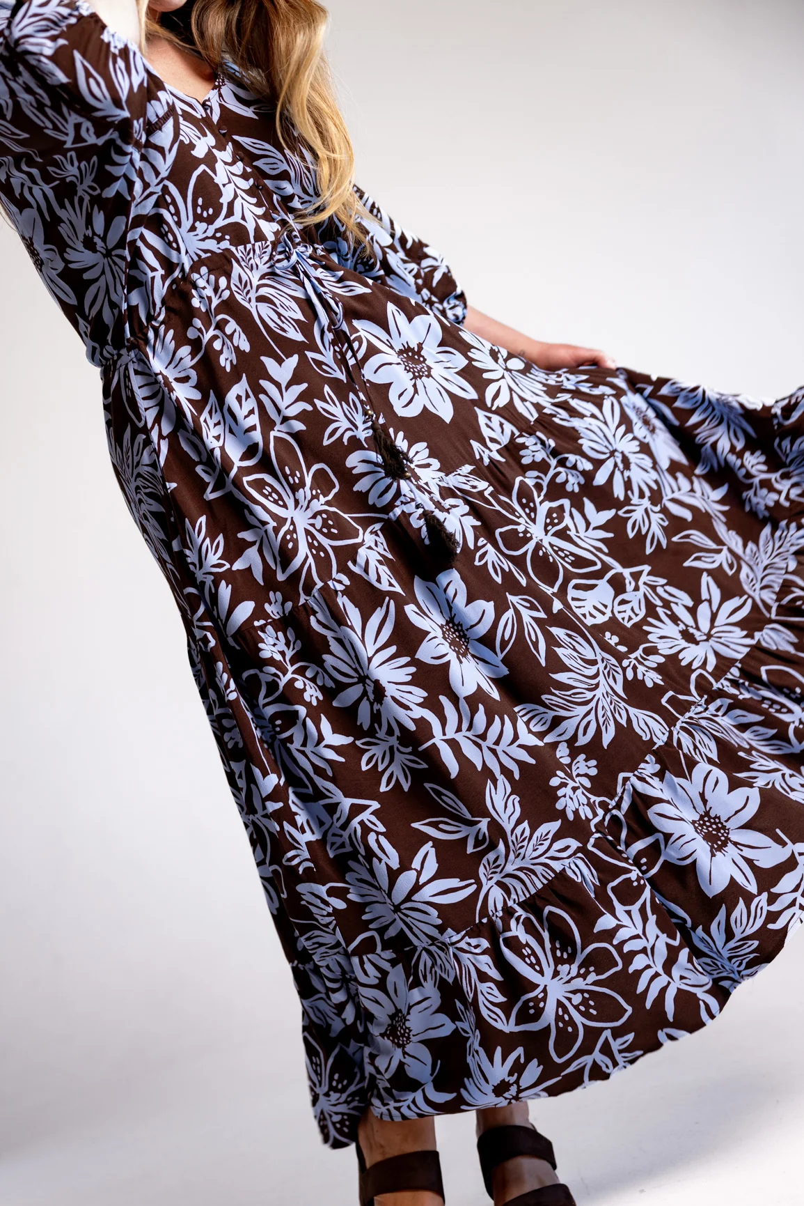 Addison Maxi Dress in Blue Lani Chocolate