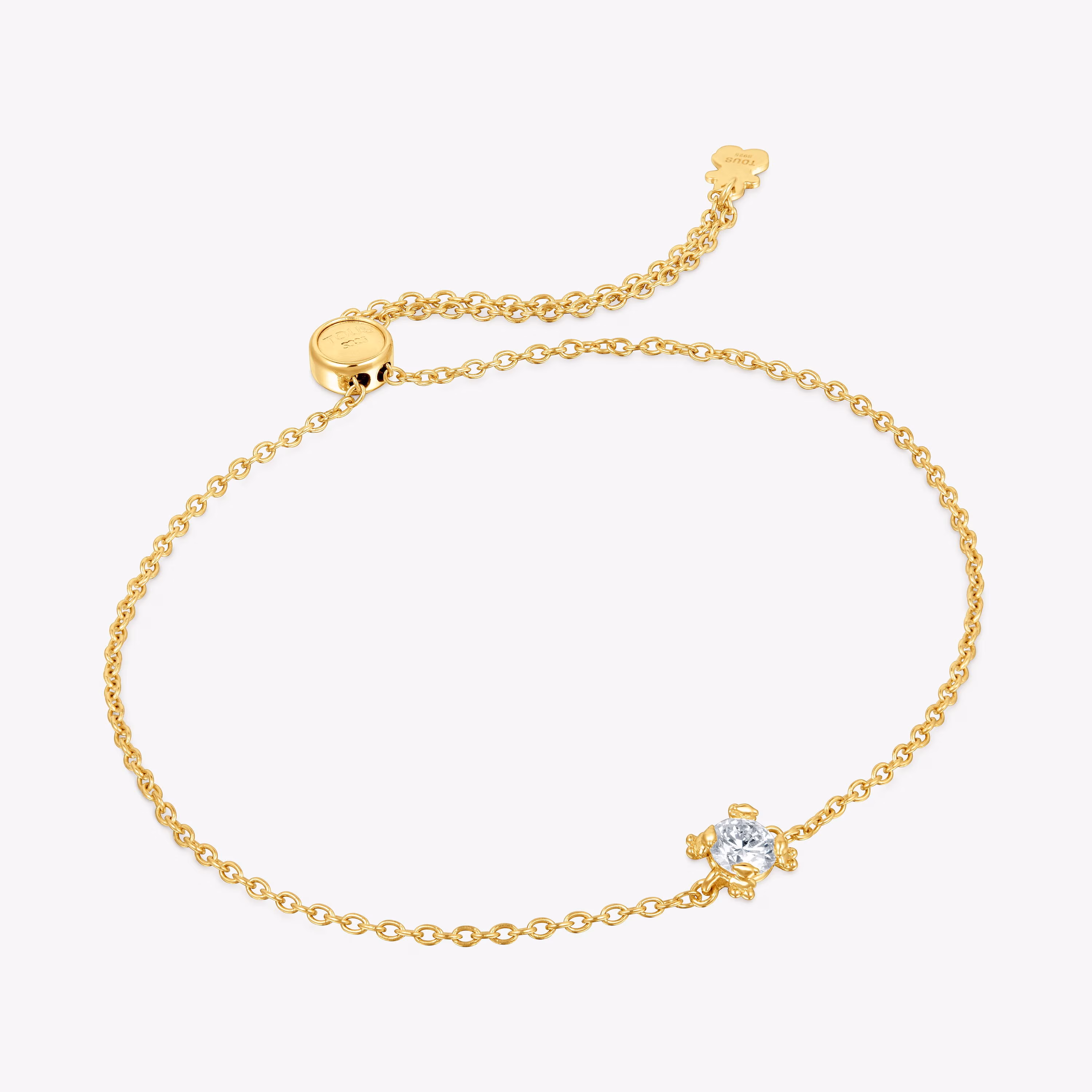 Pulsera cadena con baño de oro 18 kt sobre plata y diamante creado en laboratorio Color Pills