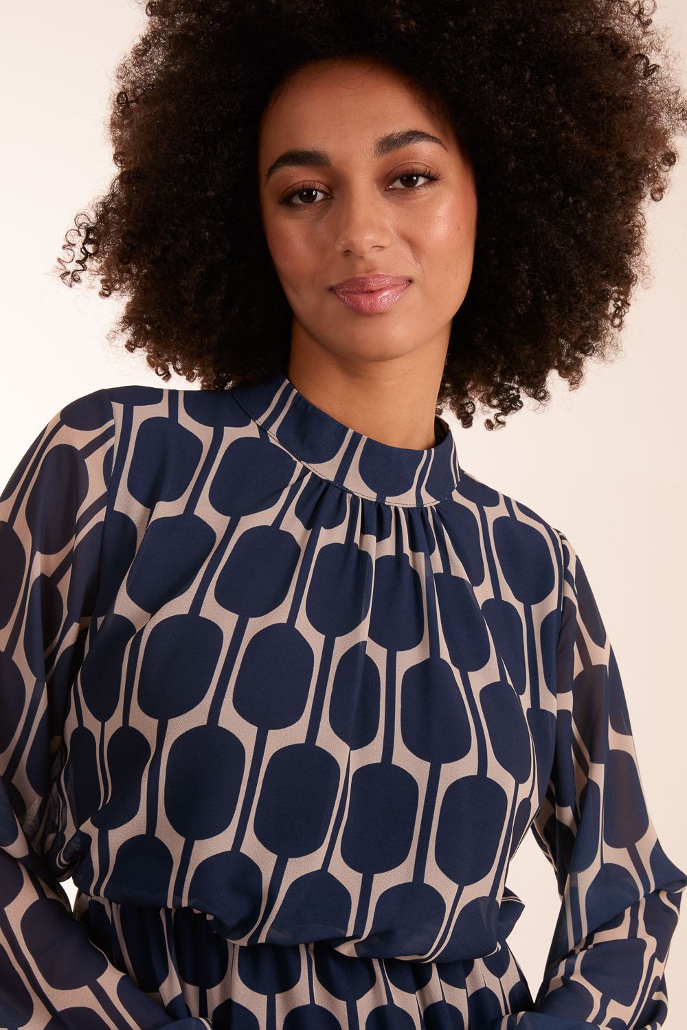 Blue Vanilla Geometric Print Dress