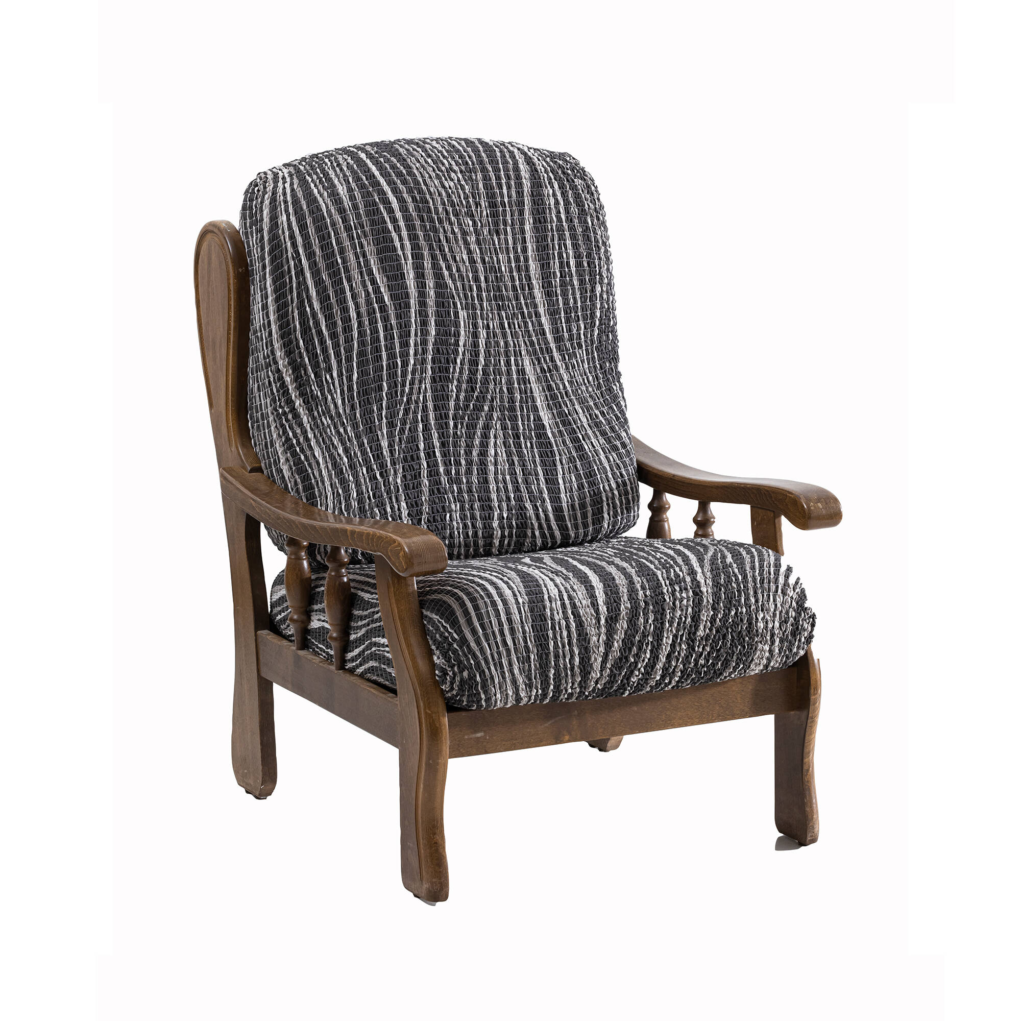 Housse microfibre bi-extensible imprimé vagues spéciale fauteuil rustique