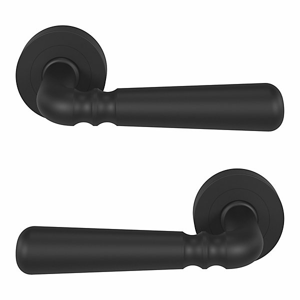 Ensemble poignée sur rosace rond à visser GoodHome Kilhog mat noir Ø50mm