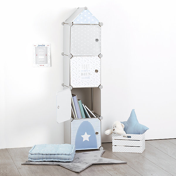Casiers de rangement enfant Colonne - gris &bleu 34x139 cm - Atmosphera