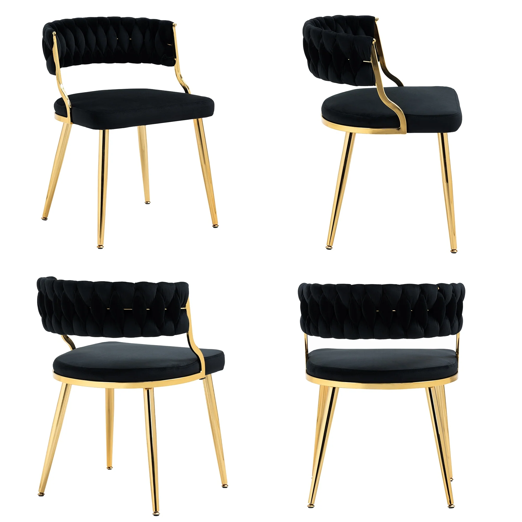 4PACK Upholstered Dining Chairs with Woven Back