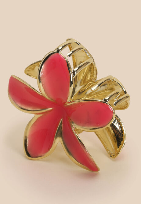 Womens Pink Flower Claw Hair Clip