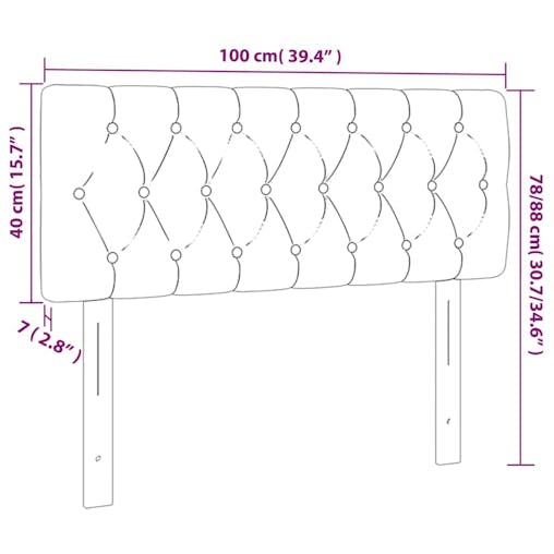 NNEVL LED Headboard Dark Grey 100x7x78/88 cm Fabric