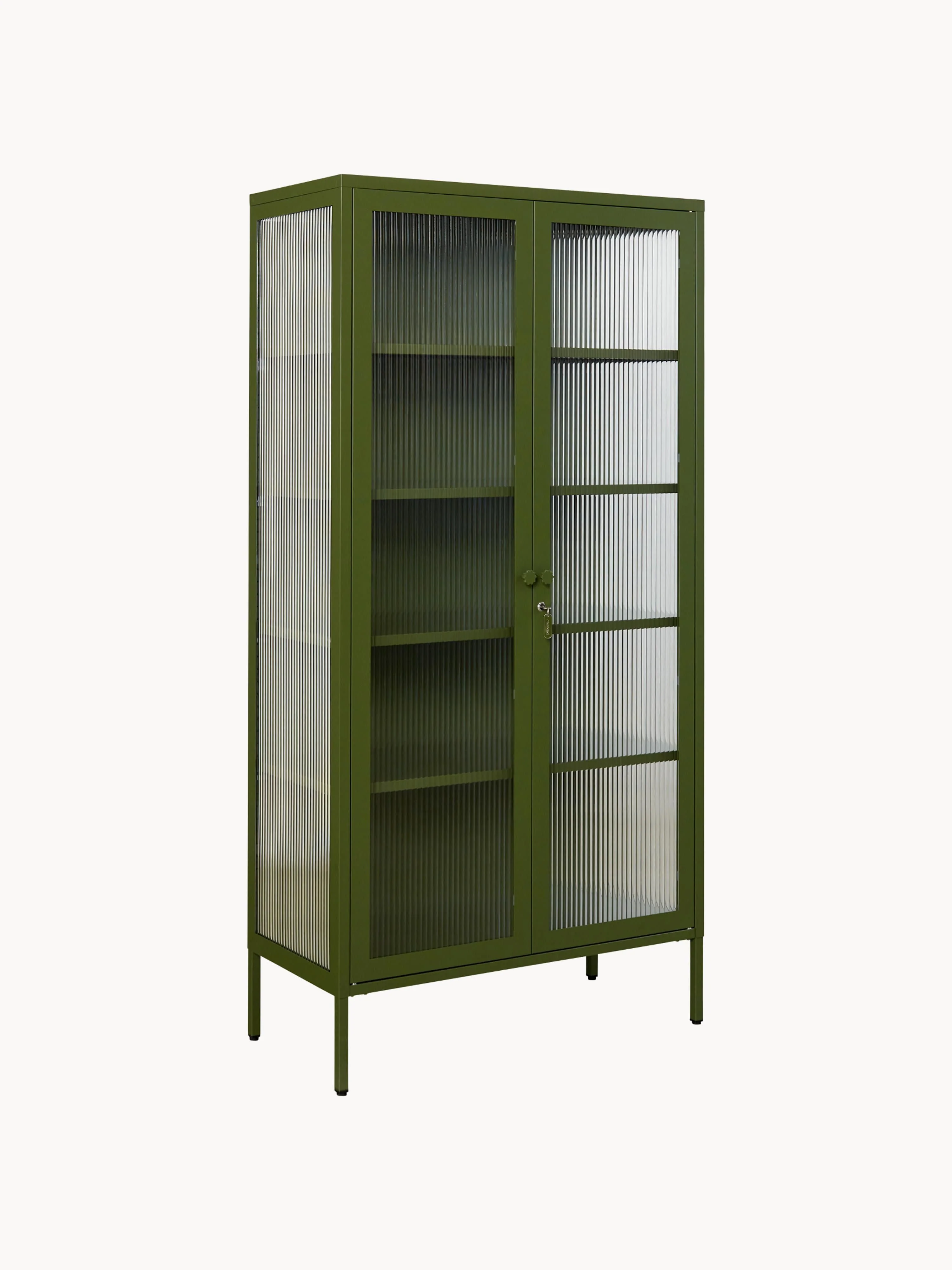 Metall-Vitrine The Collector mit geriffeltem Glas