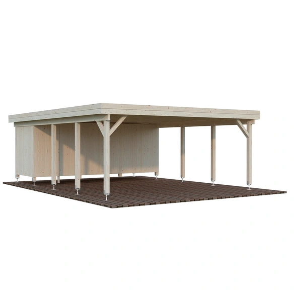 Carport »Karl«, Aufstellmaße BxTxH: 600 x 762 x 254 cm, tauchgrundiert, Holz