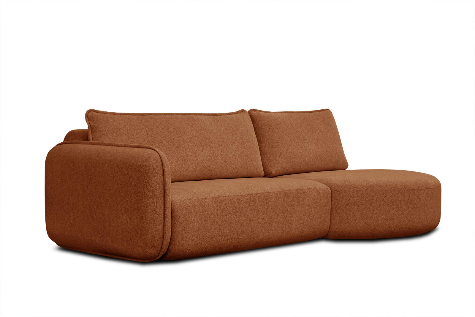 IPSUM - Canapé d'angle droit 3 places avec l'île tissu marron