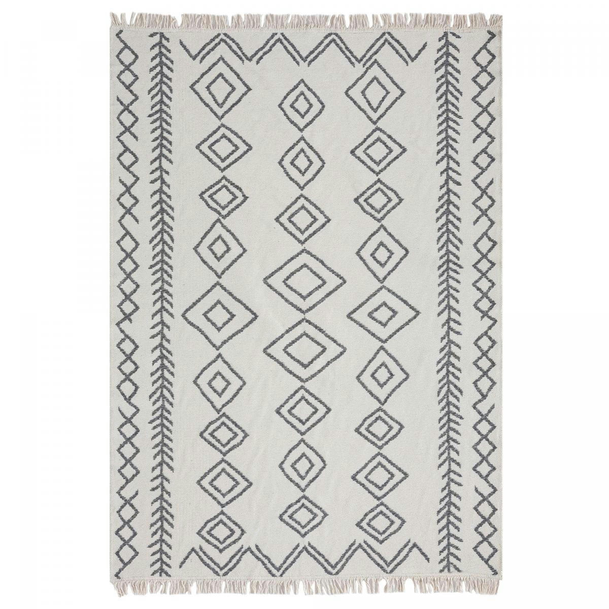 BERBA REVERSIBLE - Tapis kilim en coton ecru 120x160