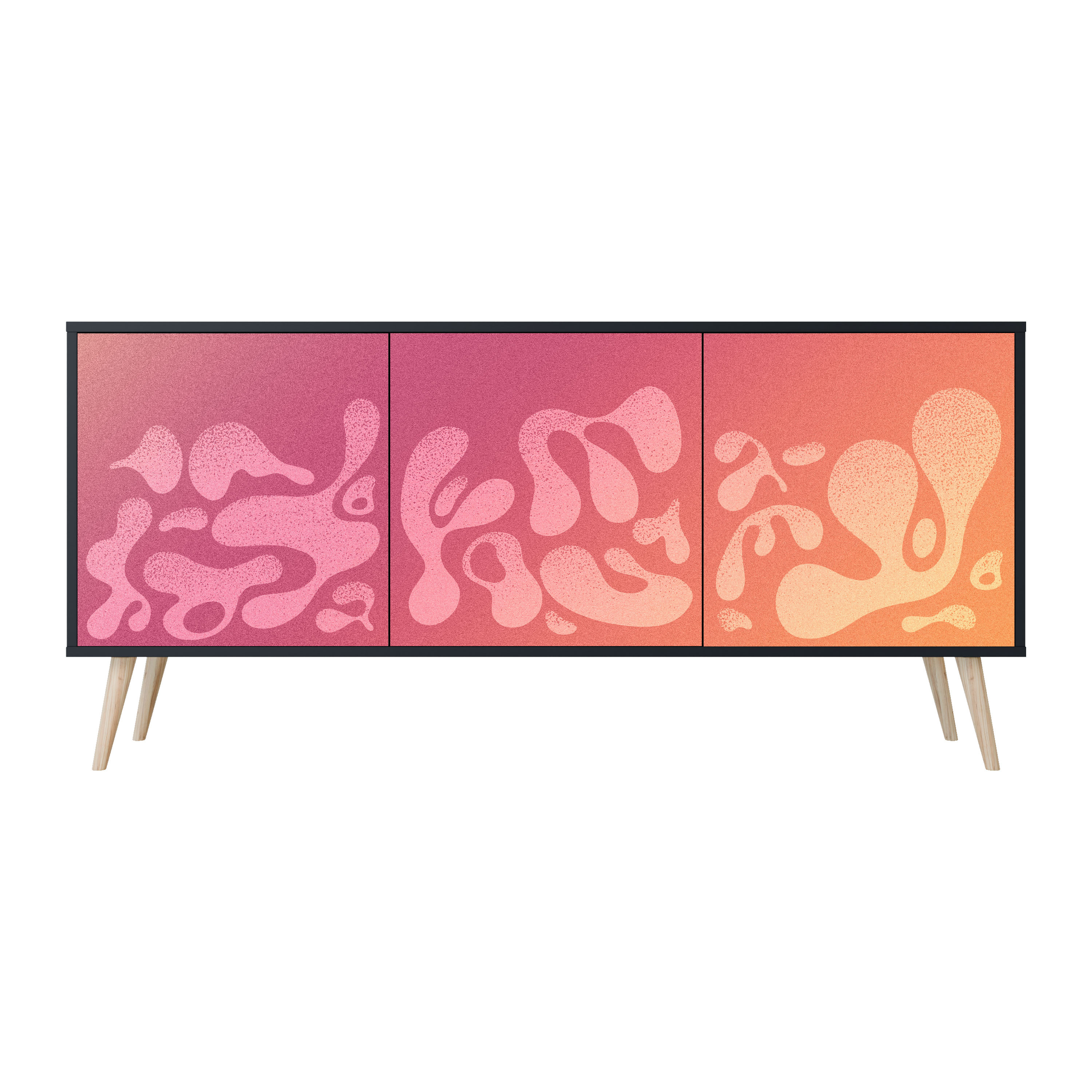 IRREGULAR PINK Komoda 3 drzwi Czarna-Bukowa skośna
