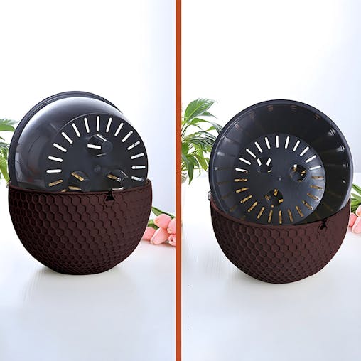 SOGA 2X Coffee Large Hanging Resin Flower Pot Self Watering Basket Planter