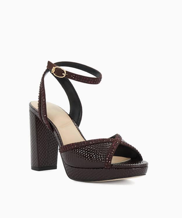 Merritt Burgundy - Embellished Heeled Sandals