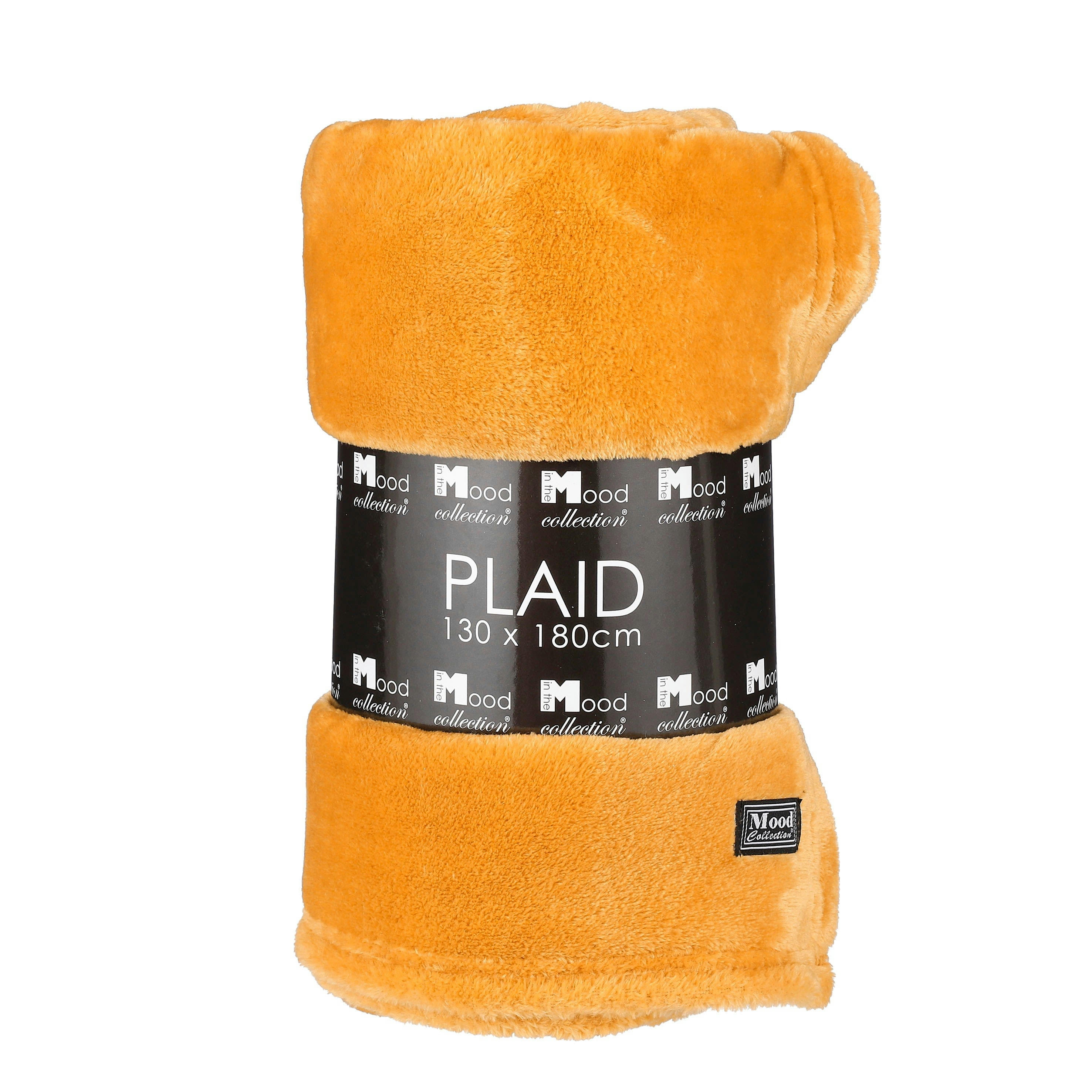 FAMKE - Plaid polaire jaune 180x130