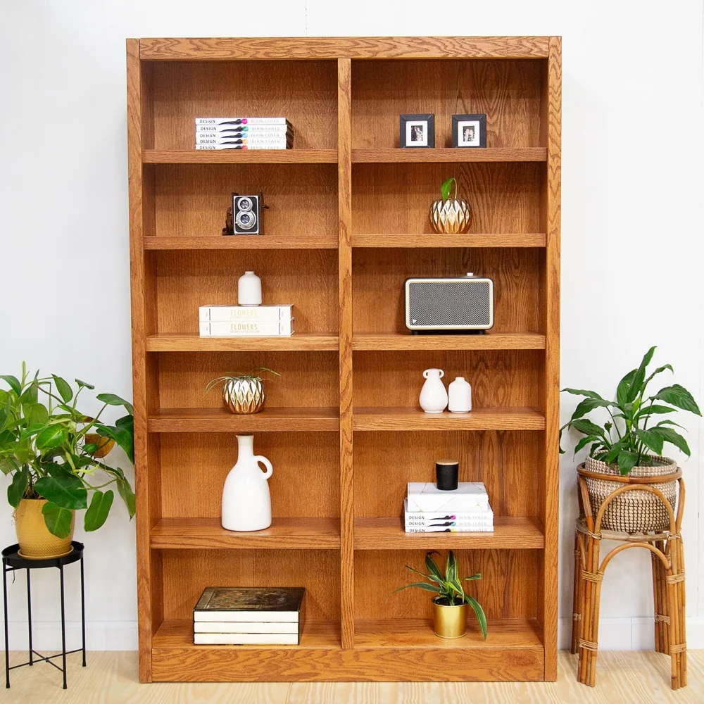 Concepts in Wood Double Wide Wood Bookcase, 12 Shelf, 84 inch Tall