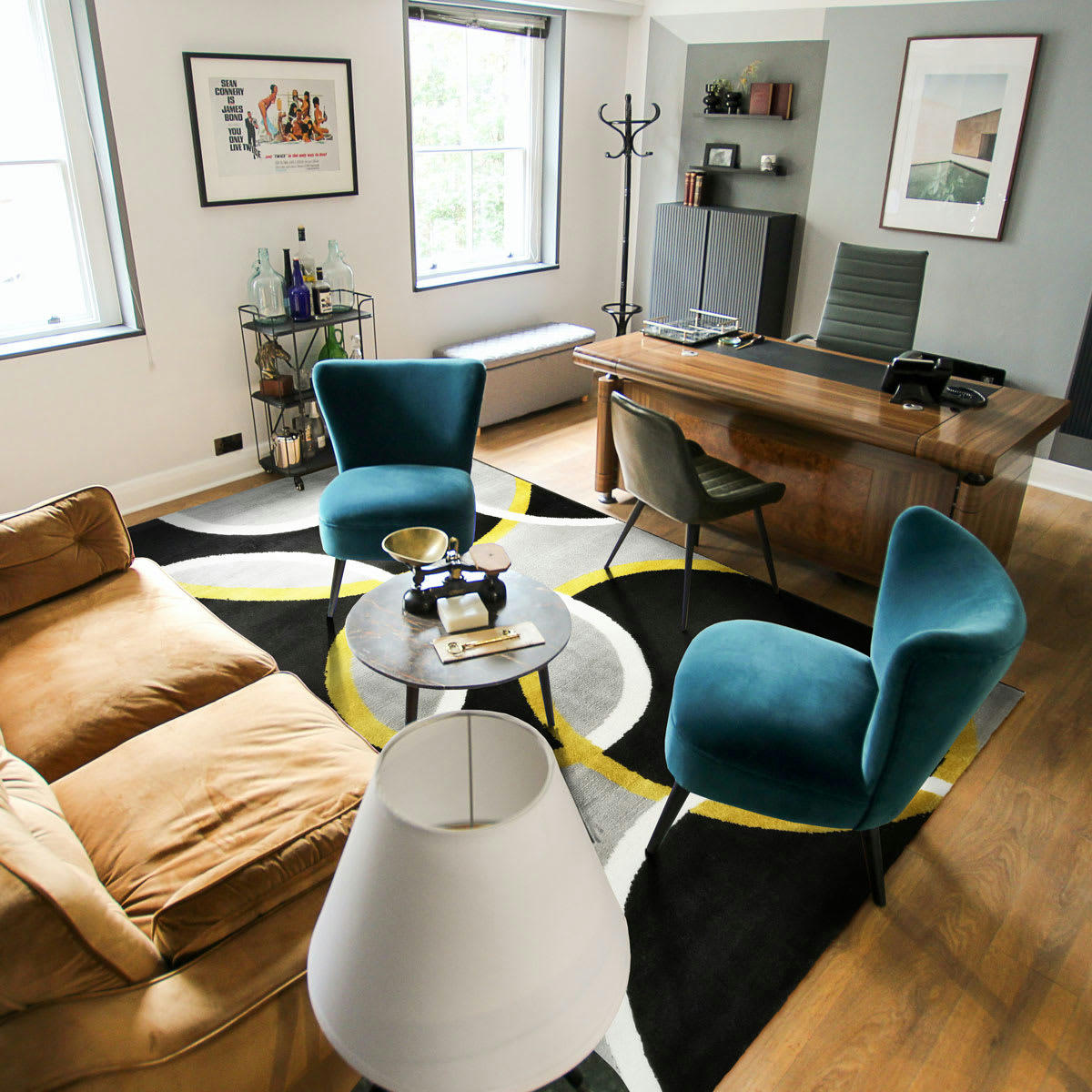 UNDERGOOD - Tapis effet laineux motifs cercles gris 160x230