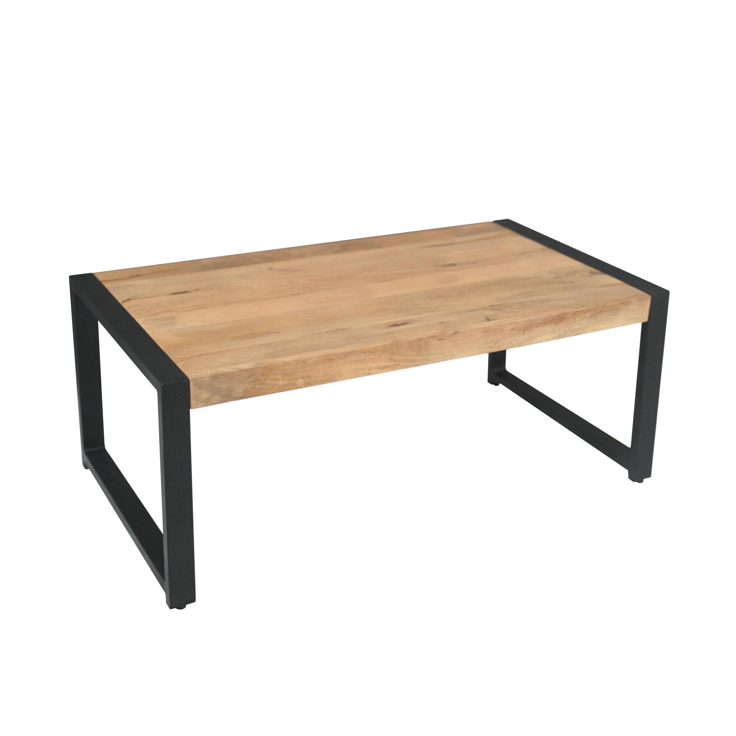 Table basse rectangulaire bois clair métal noir MILORA