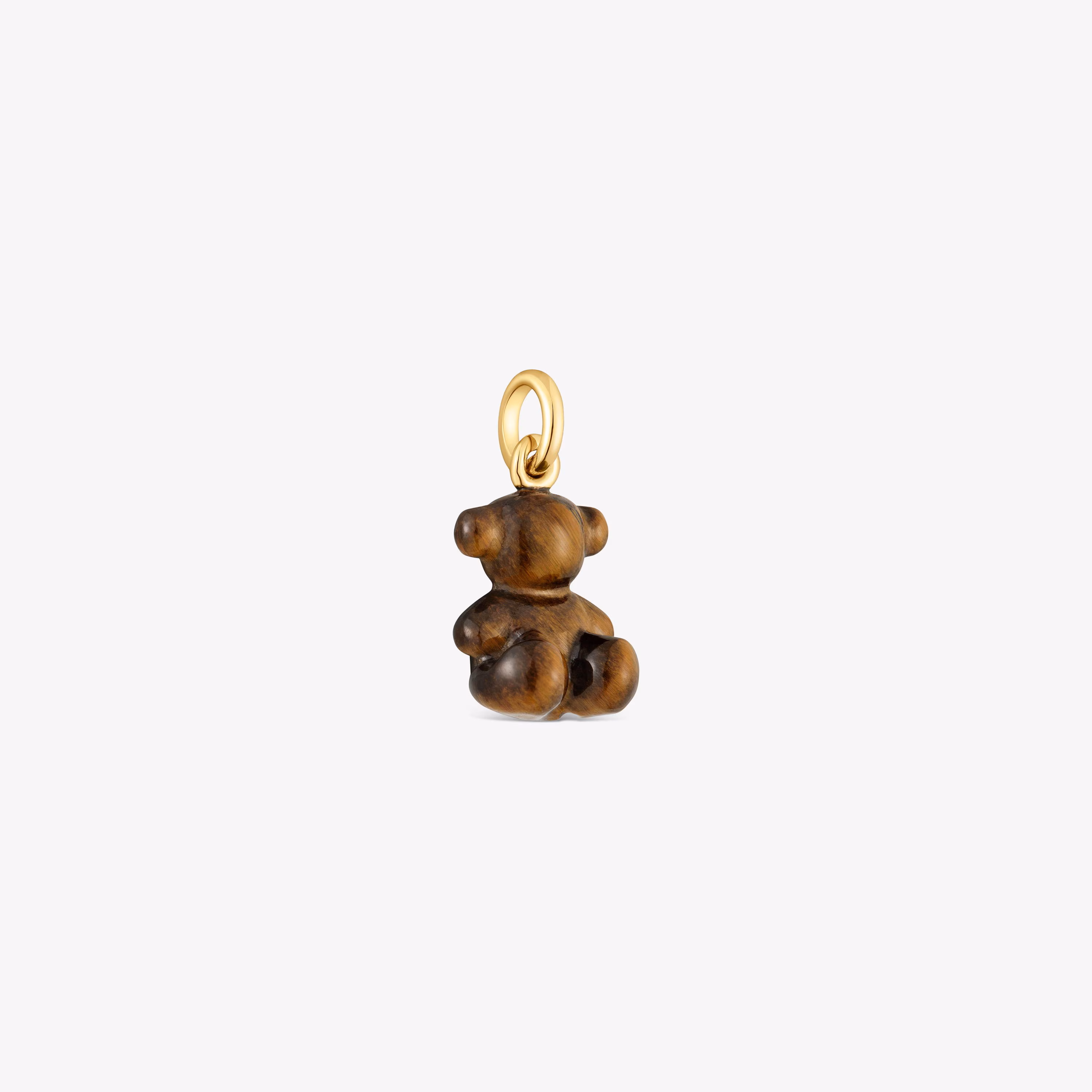 Colgante oso pequeño con ojo de tigre y oro 14 kt Bold Bear