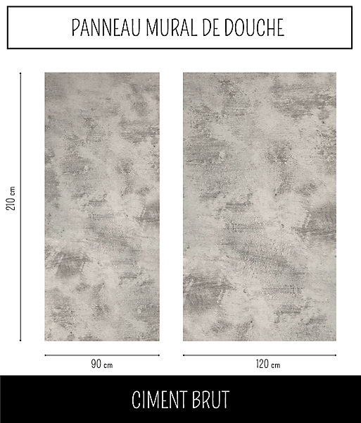 Panneau Mural Douche salle de bain CIMENT Brut 90 cm x 210 cm Ma Nouvelle Déco