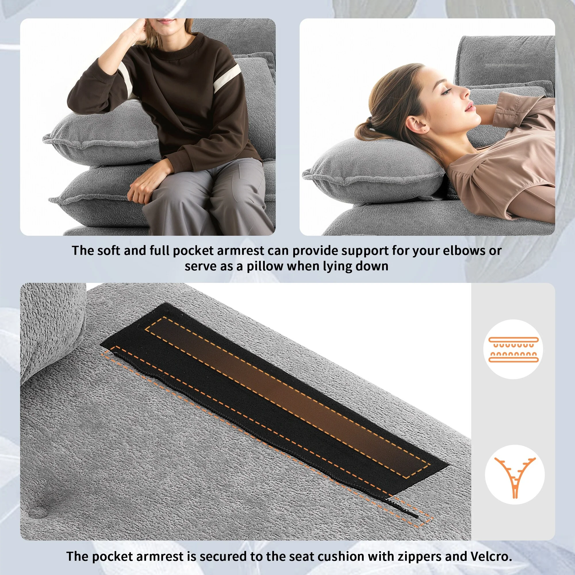 106 L-Shaped Chenille Sectional Sofa, 4-Seater with Ottoman and Adjustable Legs