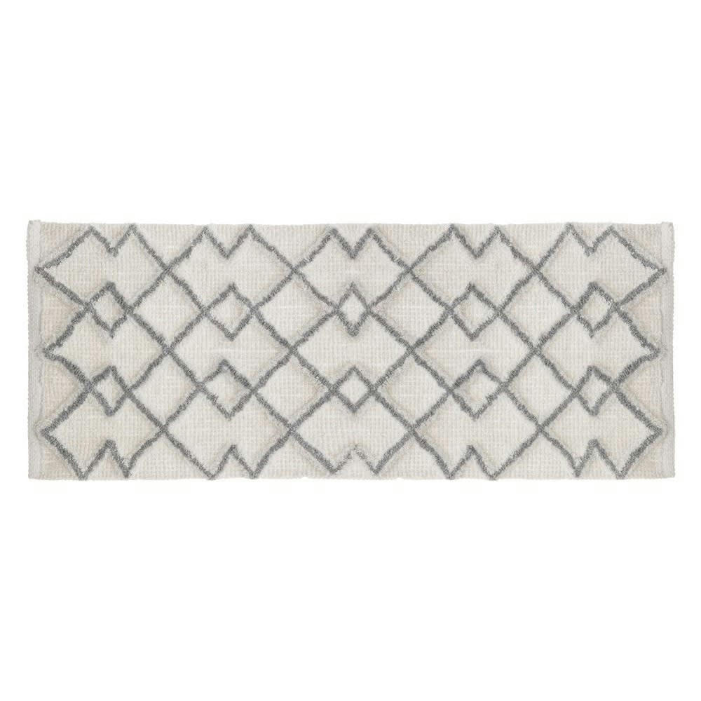 ETHNIQUE - Tapis de salle de bain coton gris 50x120cm
