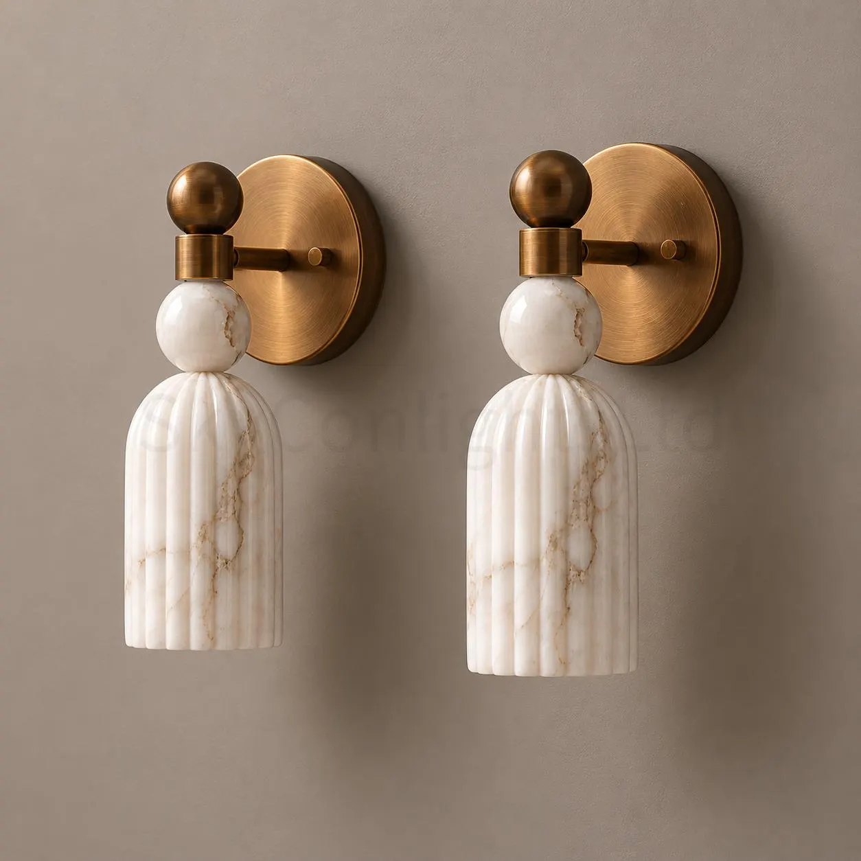 Brass Wall Sconce, Italian Marble Alabaster Wall Light, Mid Century Modern Vintage Brass Lighting Fixture, Luxury Bathroom Vanity Wall Lamp