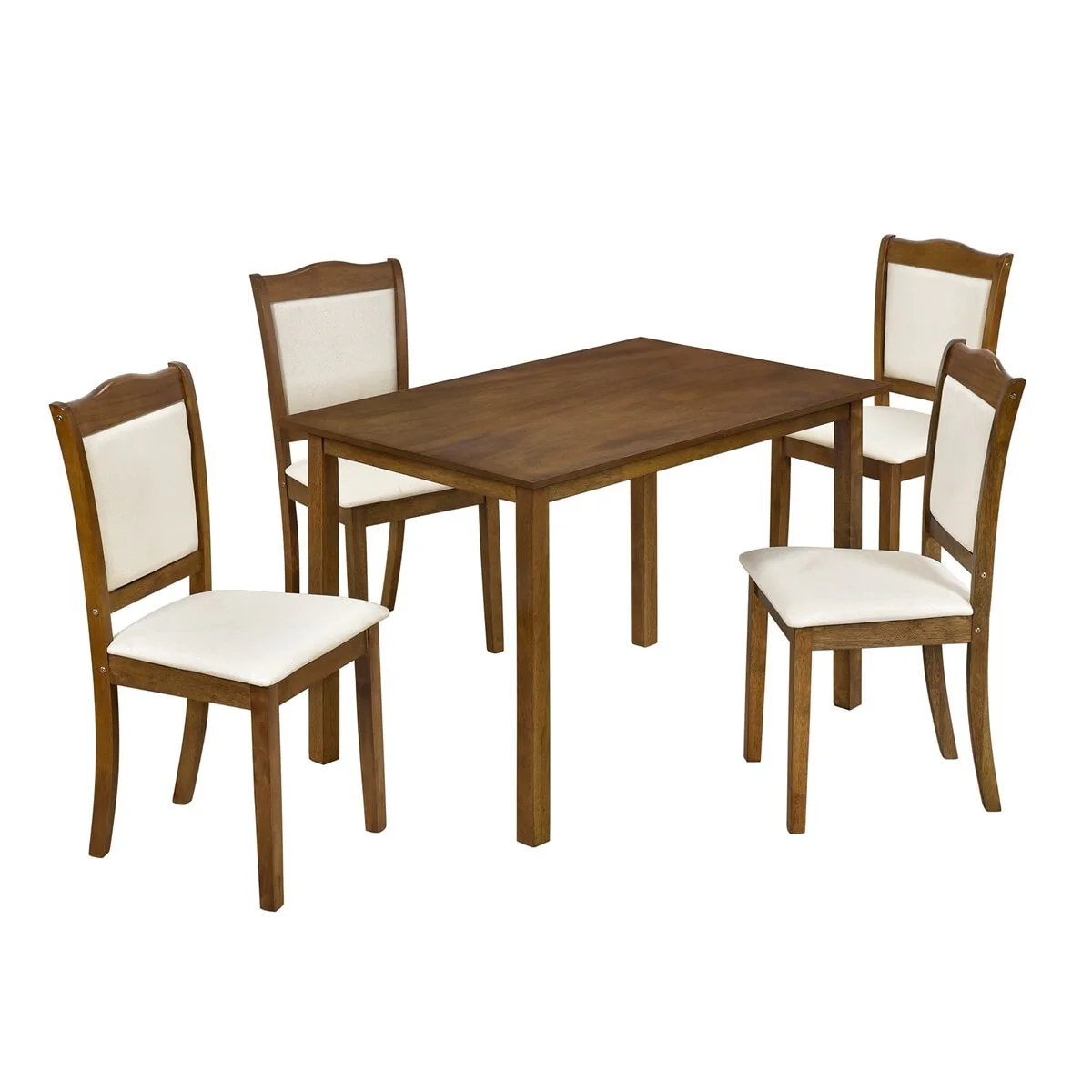 Merax Simple Style 5-Piece Wood Dining Set with Upholstered Chairs