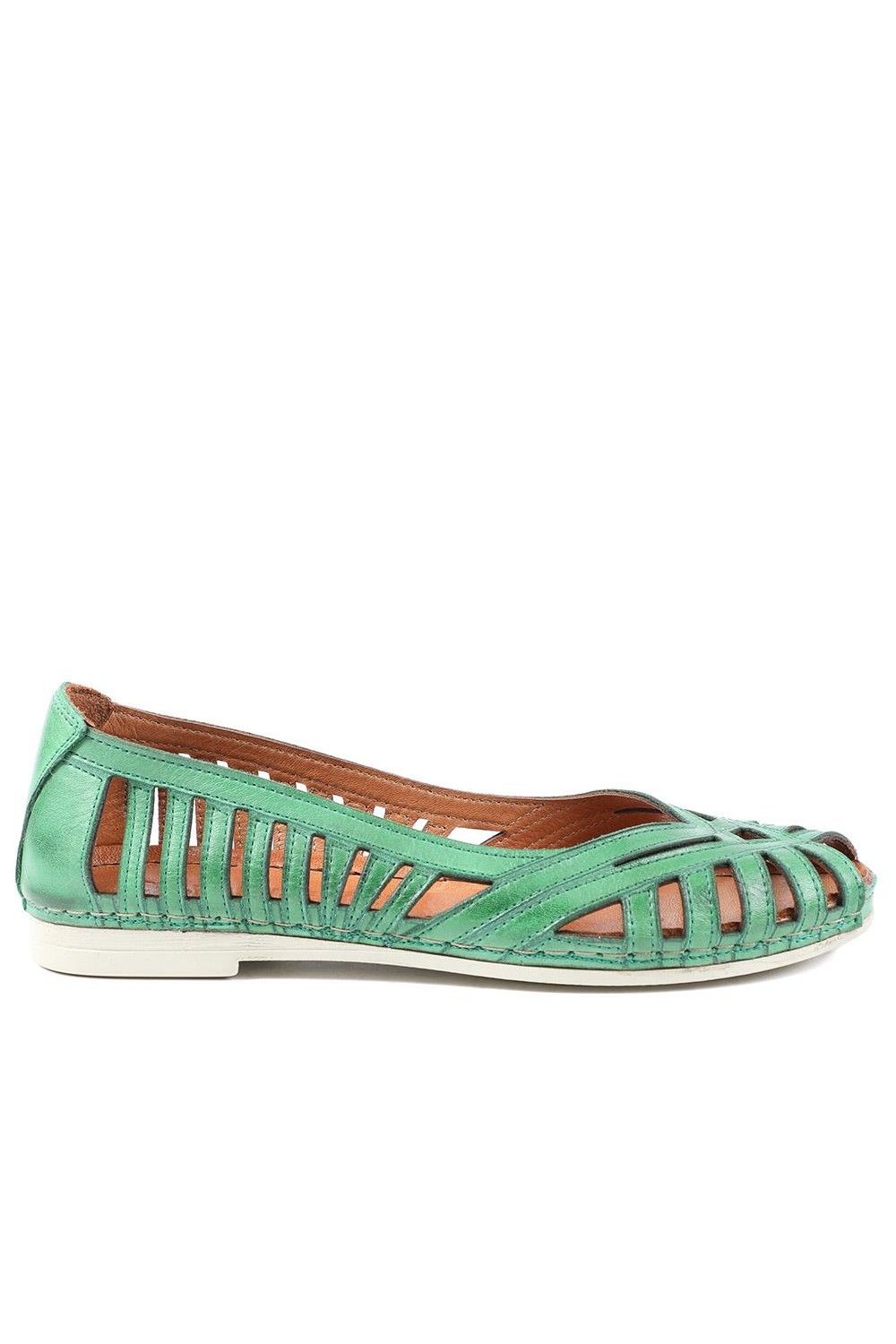 Pavers Leather Cut Out Peep Toe Flats