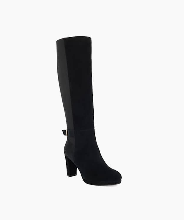 Samera Black - Heeled Knee-High Boots