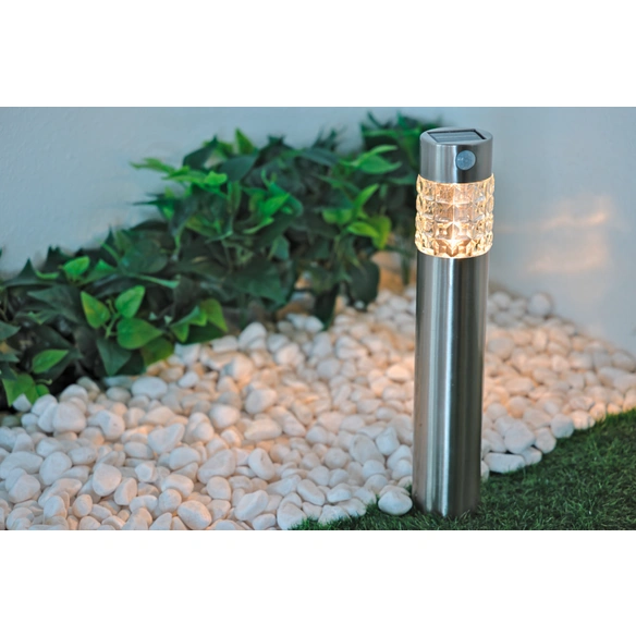 LED-Solarleuchte »Tale«, ØxH: 7,5 x 56 cm, Glas, silberfarben, warmweiß